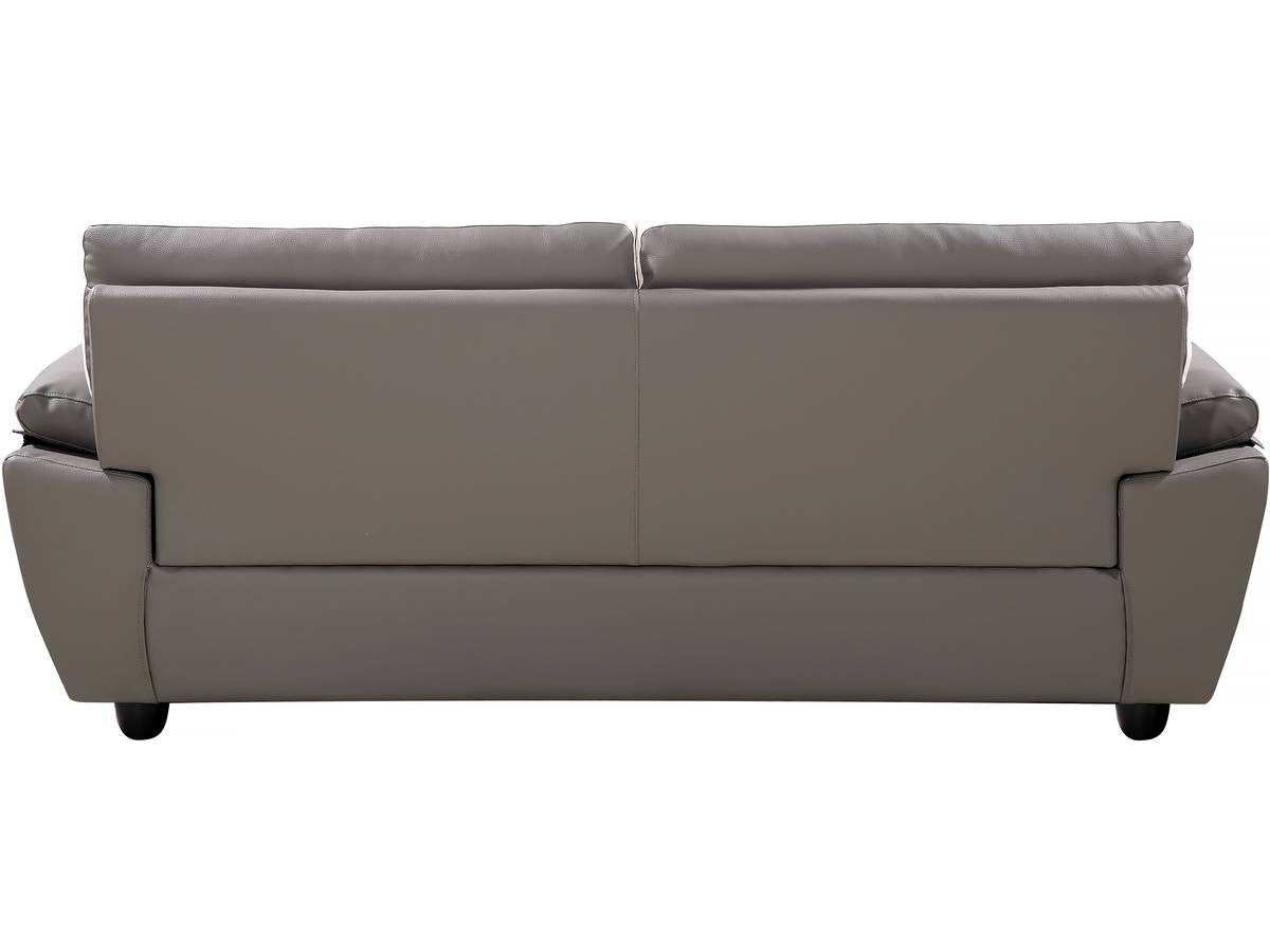 Divano fisso in pelle ricostituita e PVC " Dallas" - 210 x 88 x 90 cm - 3 posti a sedere - Grigio/bianco