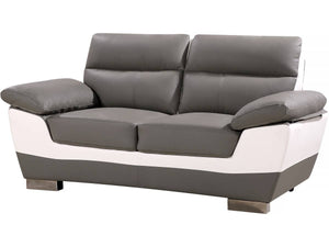 Divano fisso in pelle ricostituita e PVC " Dallas" - 169 x 88 x 90 cm - 2 posti a sedere - Grigio/bianco