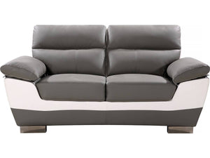 Divano fisso in pelle ricostituita e PVC " Dallas" - 169 x 88 x 90 cm - 2 posti a sedere - Grigio/bianco
