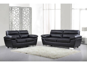 Divano in pelle rigenerata  / PVC "DALLAS" - 210 X 88 X 90 cm -  3 posti - Nero