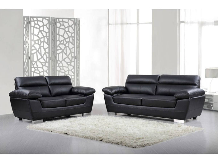 Divano in pelle rigenerata  / PVC "DALLAS" - 210 X 88 X 90 cm -  3 posti - Nero