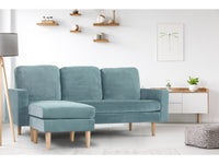 Divano angolare reversibile in velluto "Gabby" - 3 posti - Blu anatra