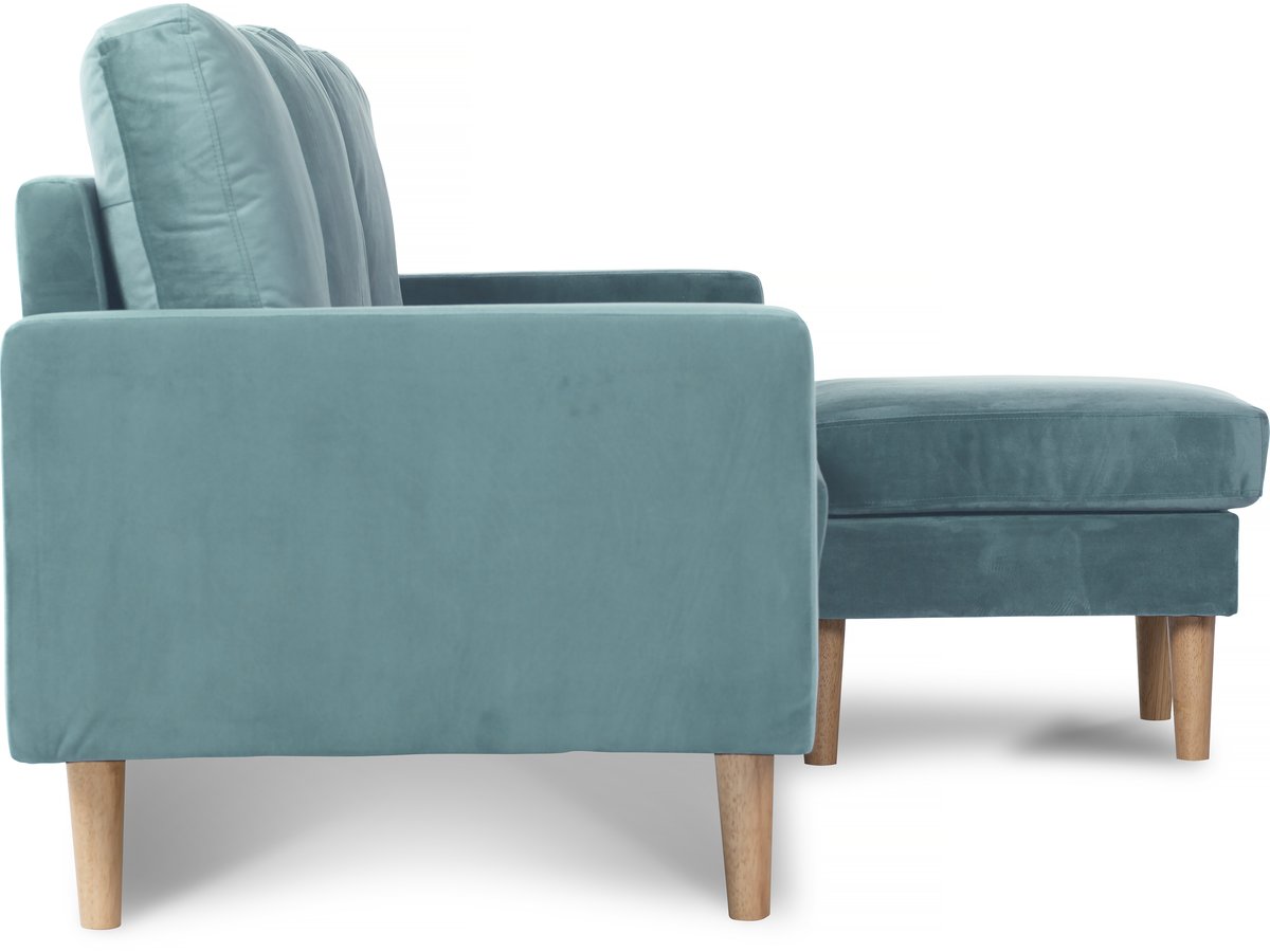 Divano angolare reversibile in velluto "Gabby" - 3 posti - Blu anatra