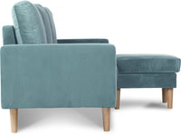 Divano angolare reversibile in velluto "Gabby" - 3 posti - Blu anatra