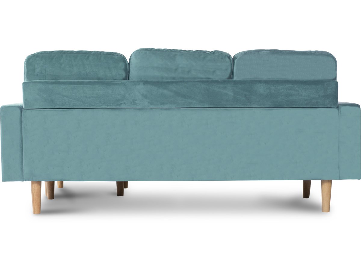 Divano angolare reversibile in velluto "Gabby" - 3 posti - Blu anatra