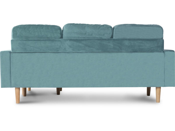 Divano angolare reversibile in velluto "Gabby" - 3 posti - Blu anatra