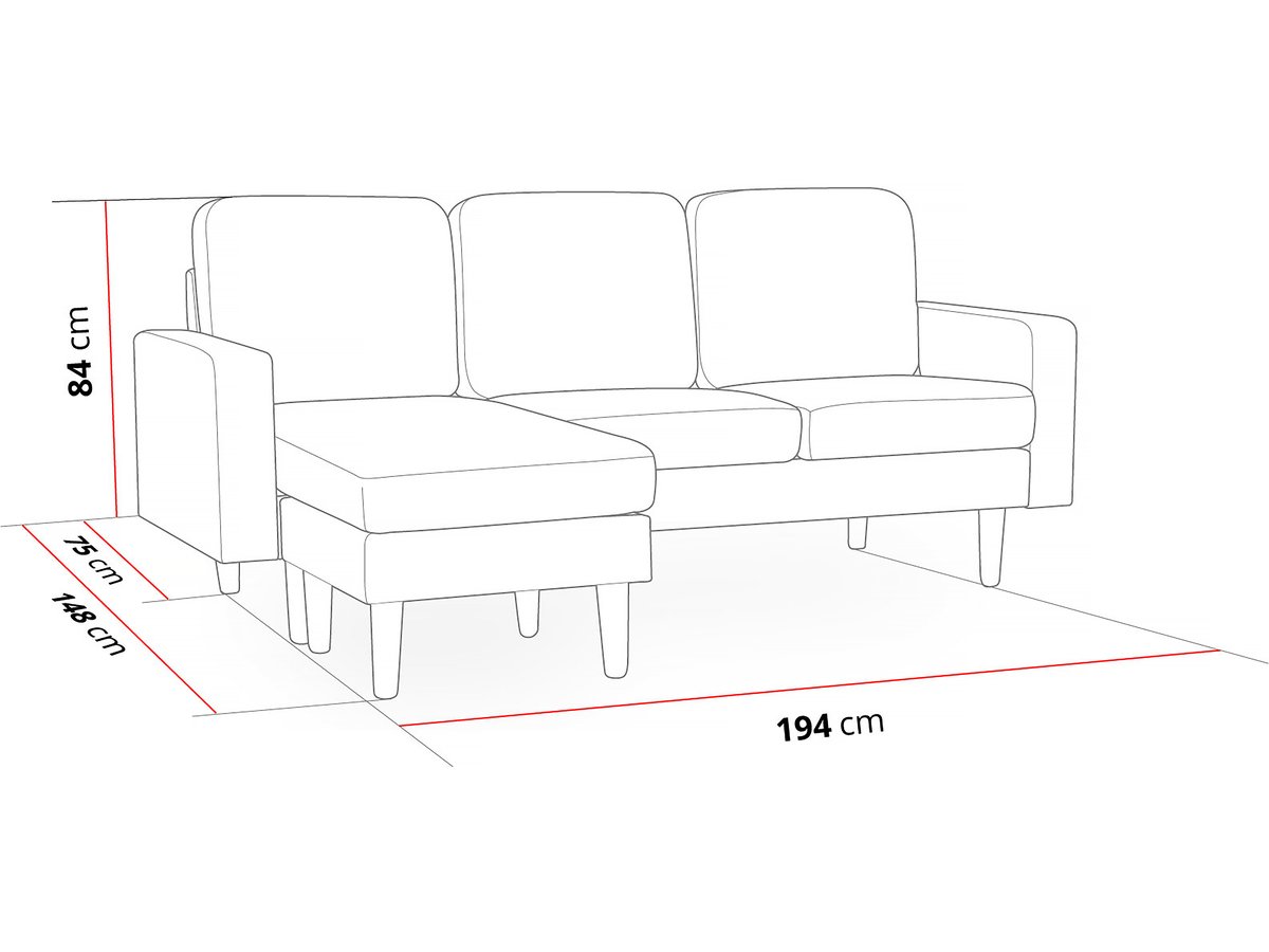 Divano angolare reversibile in velluto "Gabby" - 3 posti - Blu anatra