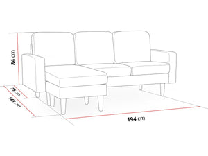 Divano angolare reversibile in velluto "Gabby" - 3 posti - Blu anatra