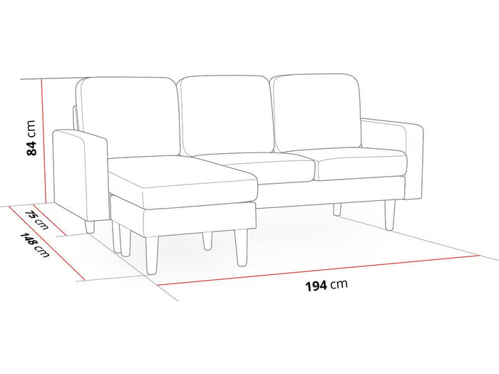 Divano angolare reversibile in velluto "Gabby" - 3 posti - Blu anatra