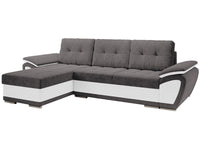 Divano letto angolare sinistro "Enzo" + cassettone - 3 posti - 267 x 156 x 97 cm - Grigio Bianco