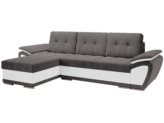 Divano letto angolare sinistro "Enzo" + cassettone - 3 posti - 267 x 156 x 97 cm - Grigio Bianco