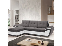 Divano letto angolare sinistro "Enzo" + cassettone - 3 posti - 267 x 156 x 97 cm - Grigio Bianco