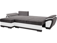 Divano letto angolare sinistro "Enzo" + cassettone - 3 posti - 267 x 156 x 97 cm - Grigio Bianco