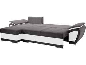 Divano letto angolare sinistro "Enzo" + cassettone - 3 posti - 267 x 156 x 97 cm - Grigio Bianco