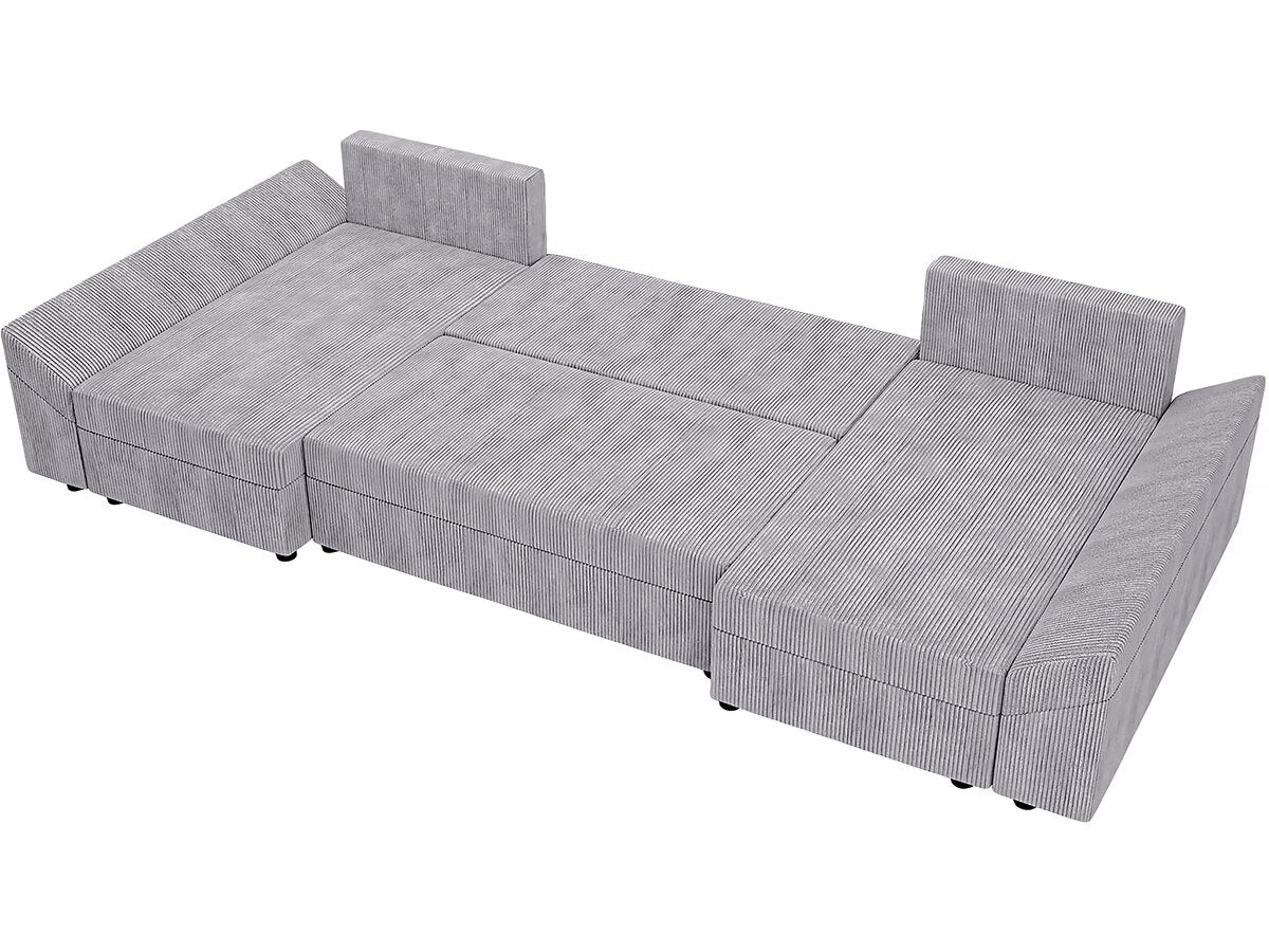 Divano panoramico "Vaugirard" in velluto a coste - 5 posti - Grigio