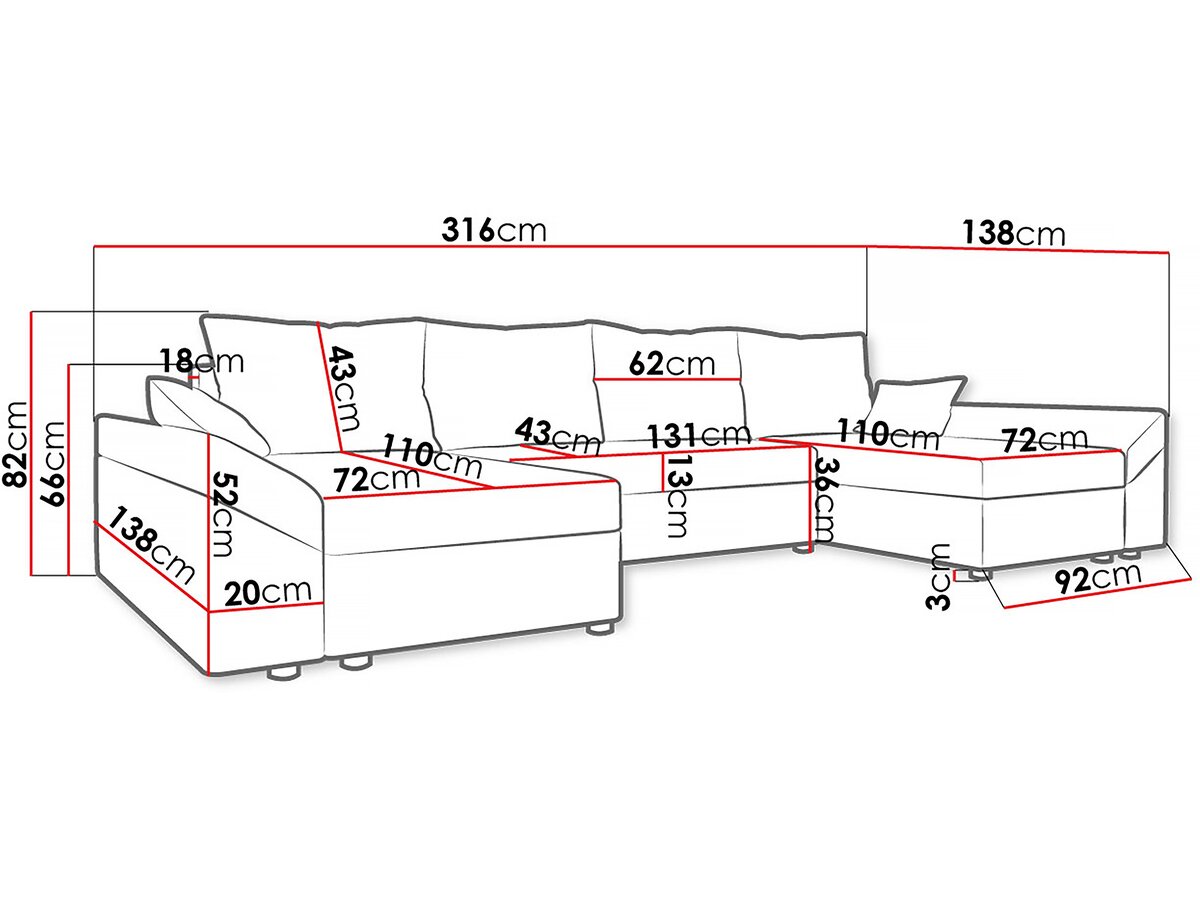 Divano panoramico "Vaugirard" in velluto a coste - 5 posti - Grigio
