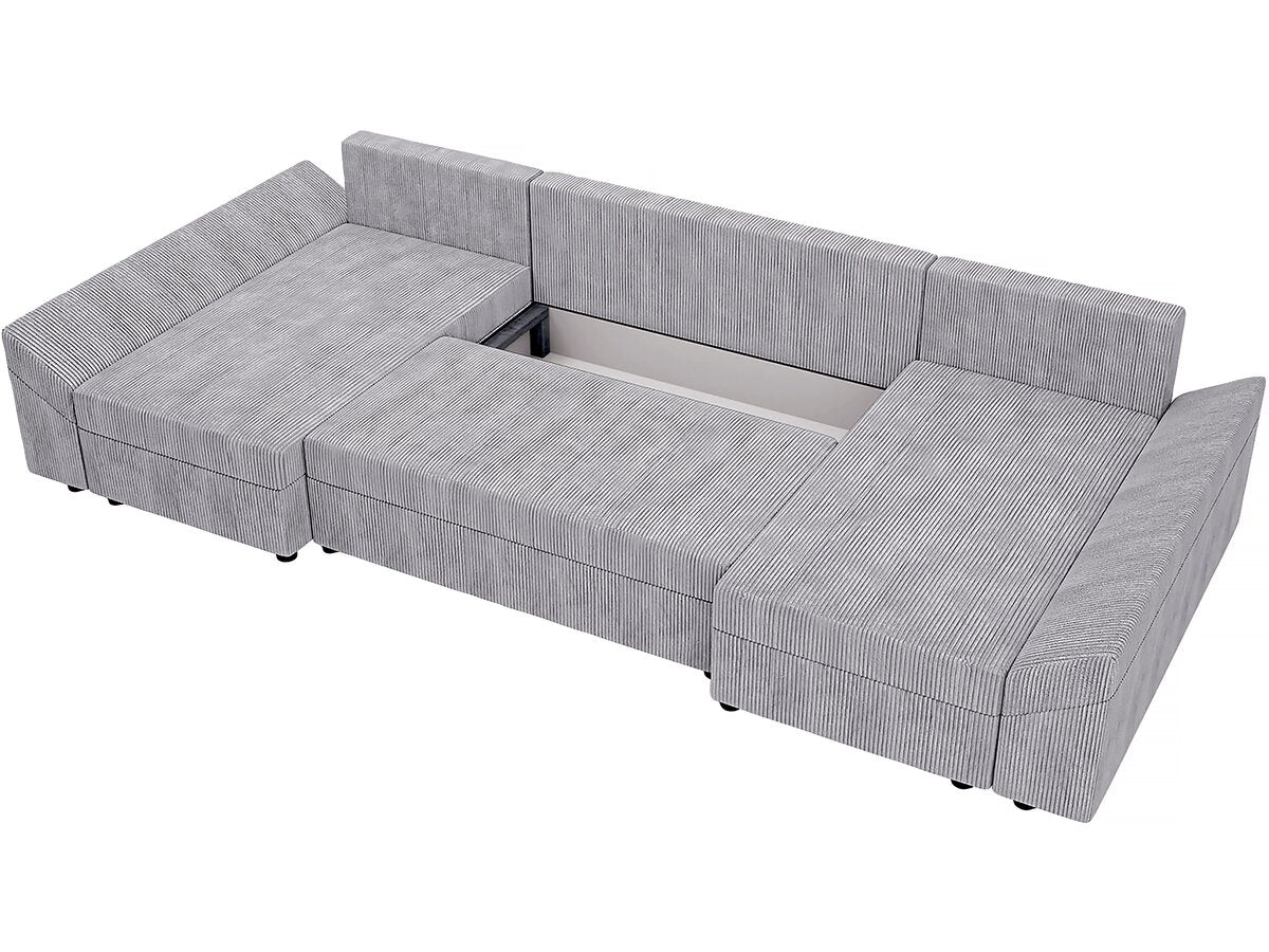 Divano panoramico "Vaugirard" in velluto a coste - 5 posti - Grigio