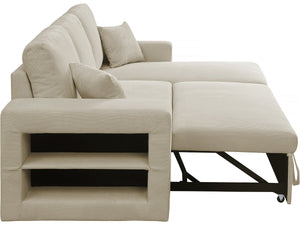 Divano letto angolare in velluto a coste reversibile "Axel" - 3 posti - Beige