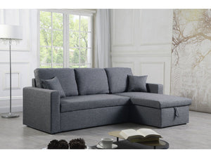 Divano angolare trasformabile/reversibile con cassapanca "Alain II" - 3 posti - Grigio scuro