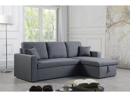 Divano angolare trasformabile/reversibile con cassapanca "Alain II" - 3 posti - Grigio scuro
