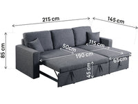 Divano angolare trasformabile/reversibile con cassapanca "Alain II" - 3 posti - Grigio scuro