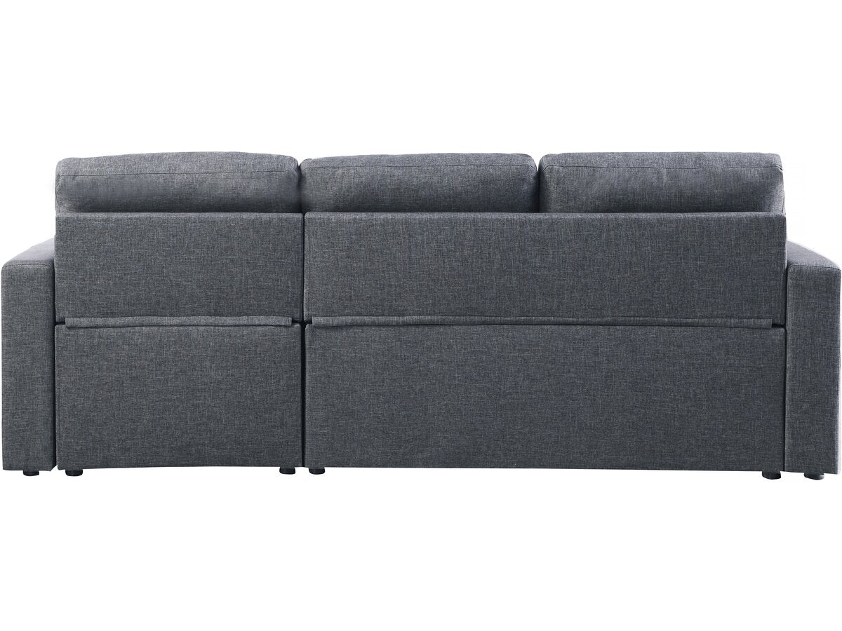 Divano angolare trasformabile/reversibile con cassapanca "Alain II" - 3 posti - Grigio scuro