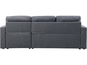 Divano angolare trasformabile/reversibile con cassapanca "Alain II" - 3 posti - Grigio scuro