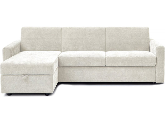 Divano letto angolare reversibile "Celia" con meccanismo trasformabile express in tessuto - 3 posti - Beige
