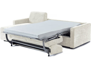 Divano letto angolare reversibile "Celia" con meccanismo trasformabile express in tessuto - 3 posti - Beige