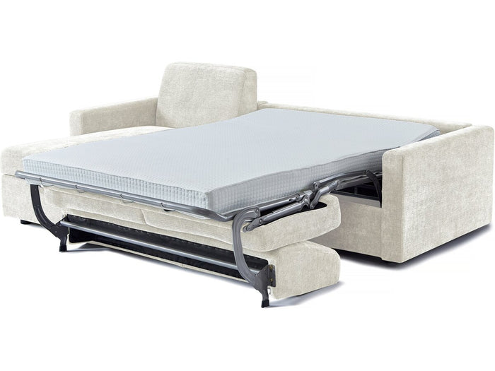 Divano letto angolare reversibile "Celia" con meccanismo trasformabile express in tessuto - 3 posti - Beige