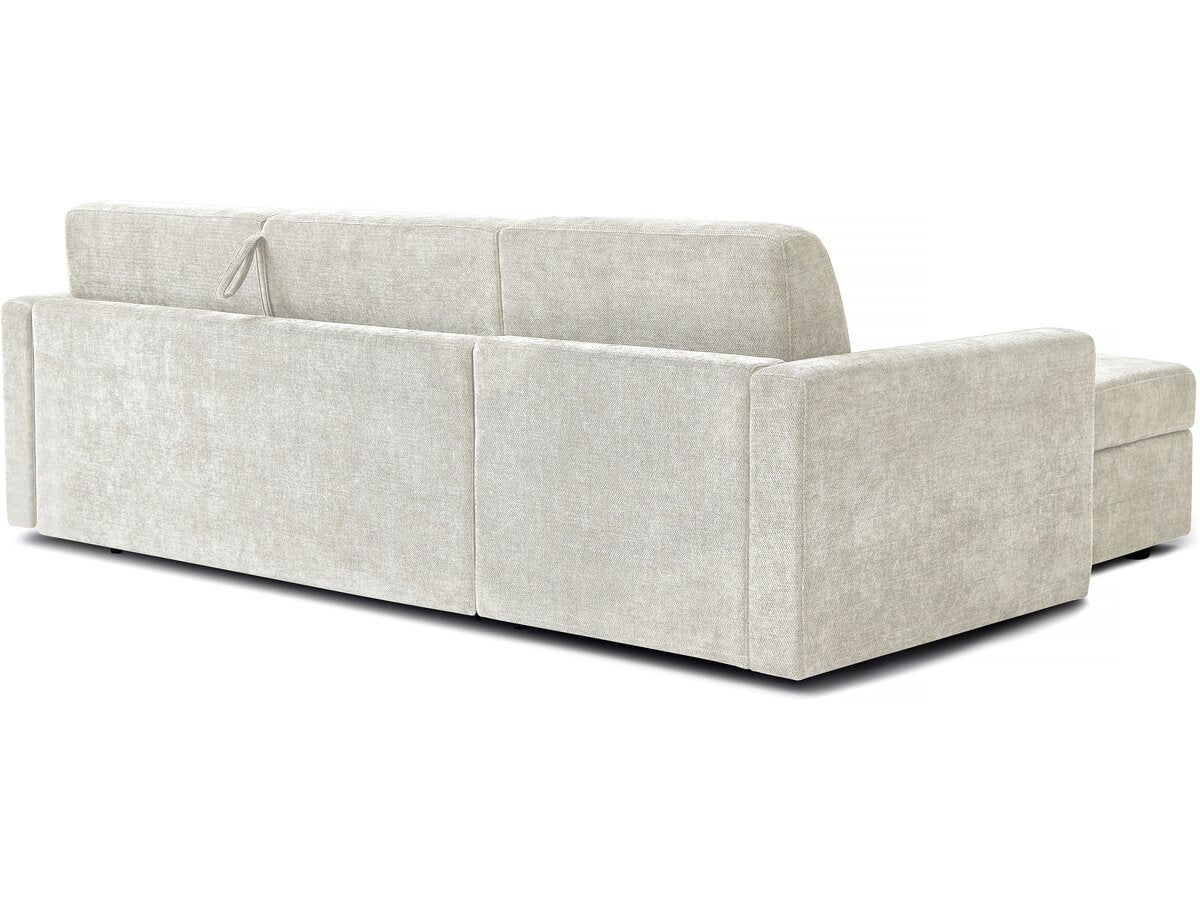 Divano letto angolare reversibile "Celia" con meccanismo trasformabile express in tessuto - 3 posti - Beige