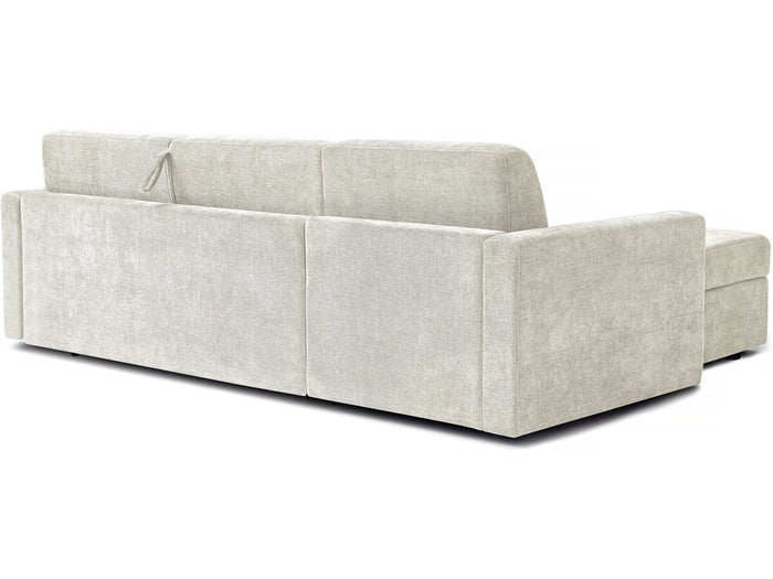 Divano letto angolare reversibile "Celia" con meccanismo trasformabile express in tessuto - 3 posti - Beige