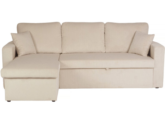 Divano angolare trasformabile/reversibile a 3 posti "Alain II" in velluto lavorato a maglia con fodera - Beige