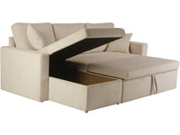 Divano angolare trasformabile/reversibile a 3 posti "Alain II" in velluto lavorato a maglia con fodera - Beige