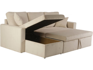 Divano angolare trasformabile/reversibile a 3 posti "Alain II" in velluto lavorato a maglia con fodera - Beige