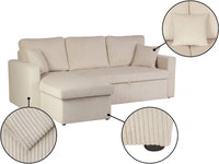 Divano angolare trasformabile/reversibile a 3 posti "Alain II" in velluto lavorato a maglia con fodera - Beige