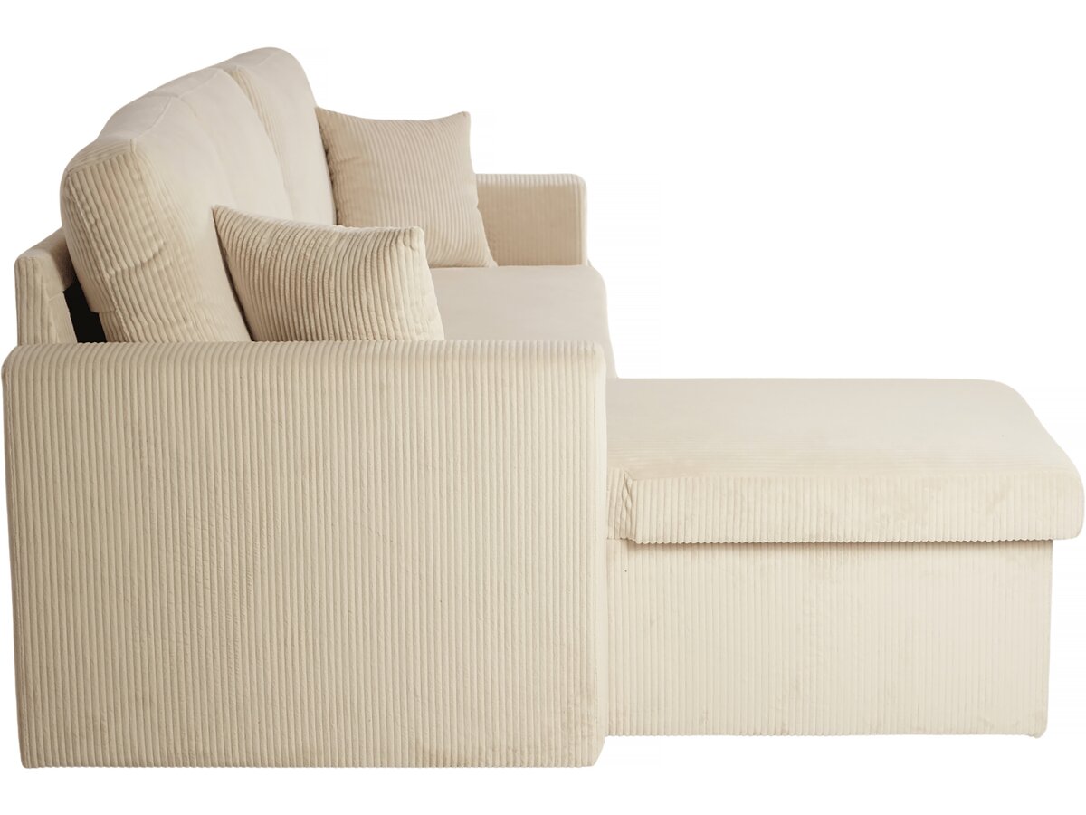 Divano angolare trasformabile/reversibile a 3 posti "Alain II" in velluto lavorato a maglia con fodera - Beige