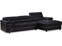 Divano ad angolo in pelle ricostituita e PVC London 4 posti a sedere Nero Angolo destro