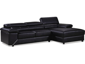 Divano ad angolo in pelle ricostituita e PVC London 4 posti a sedere Nero Angolo destro
