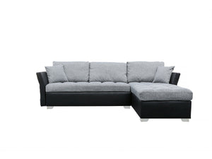 Divano ad angolo 4 posti reversibile Valentine colore Grigio e Nero