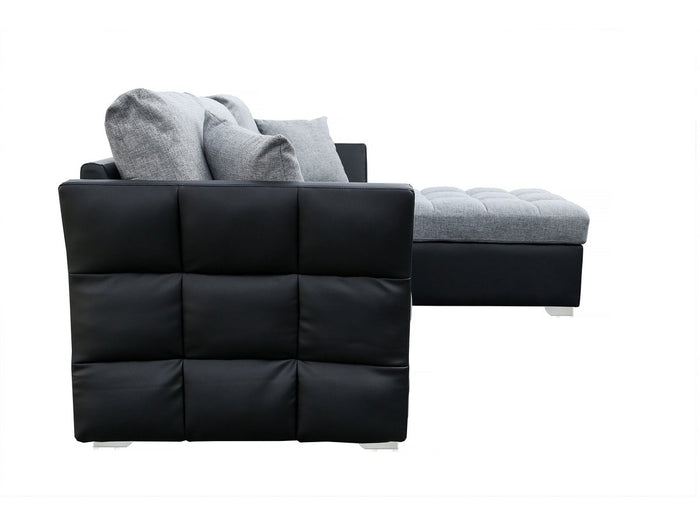 Divano ad angolo 4 posti reversibile Valentine colore Grigio e Nero