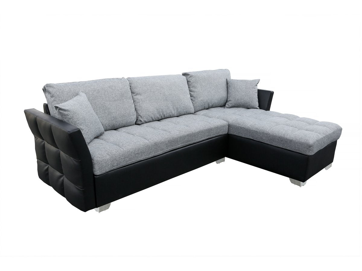 Divano ad angolo 4 posti reversibile Valentine colore Grigio e Nero