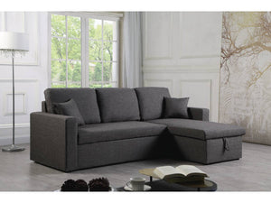 Divano ad angolo convertibile "Alain" - Grigio - 221 x 145 x 85 cm - 3 posti - Grigio