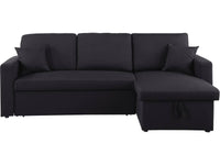 Divano angolare convertibile "Alain" - 221 x 145 x 85 cm - 3 posti - Nero