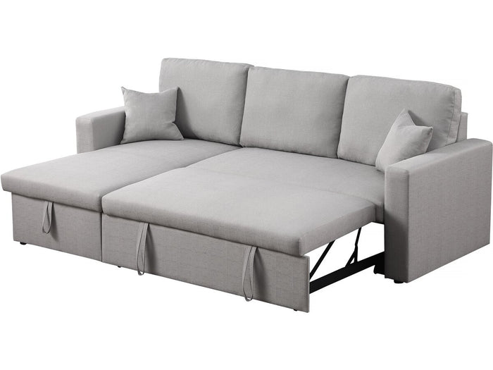 Divano angolare trasformabile/reversibile con contenitore "Alain"  - 3 posti - Grigio chiaro