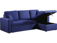 Divano ad angolo trasformabile con contenitore "Alain" - 221 x 145 x 85 cm - 3 posti a sedere - Blu