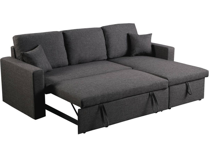 Divano ad angolo convertibile "Alain" - Grigio - 221 x 145 x 85 cm - 3 posti - Grigio