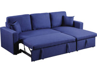 Divano ad angolo trasformabile con contenitore "Alain" - 221 x 145 x 85 cm - 3 posti a sedere - Blu