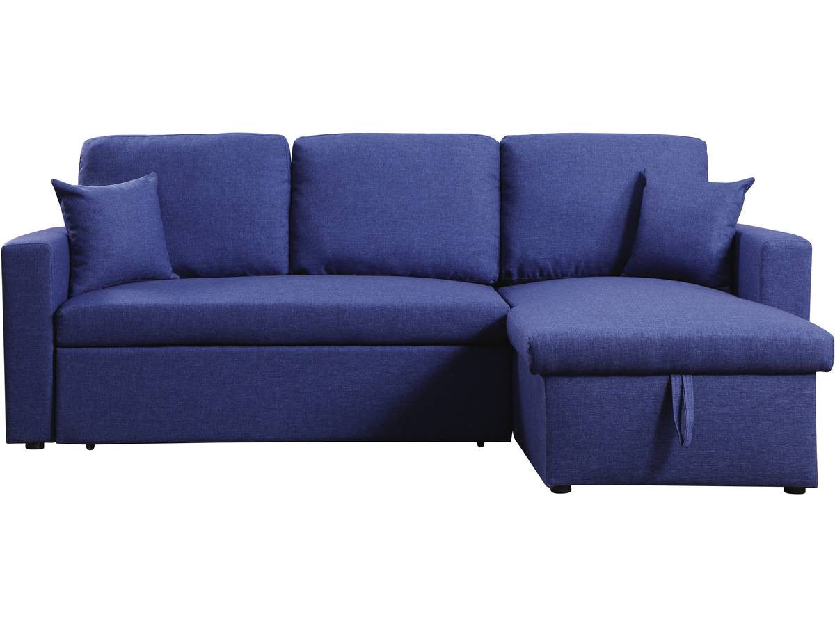 Divano ad angolo trasformabile con contenitore "Alain" - 221 x 145 x 85 cm - 3 posti a sedere - Blu