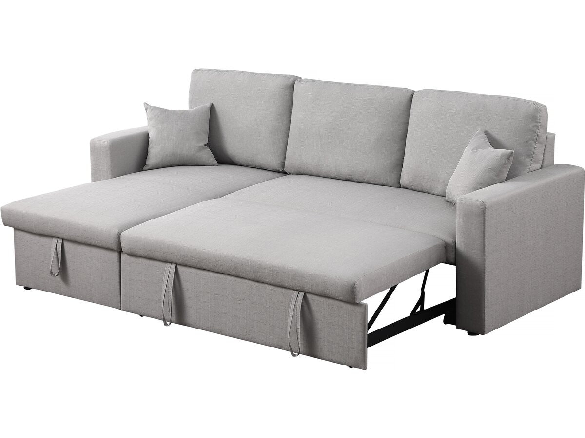 Divano angolare trasformabile/reversibile con contenitore "Alain"  - 3 posti - Grigio chiaro